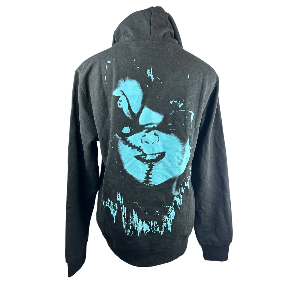 NWT Child's Play Chucky Long Sleeve Fleece Hoodie Wanna Play Graphic M horror - Picture 3 of 11